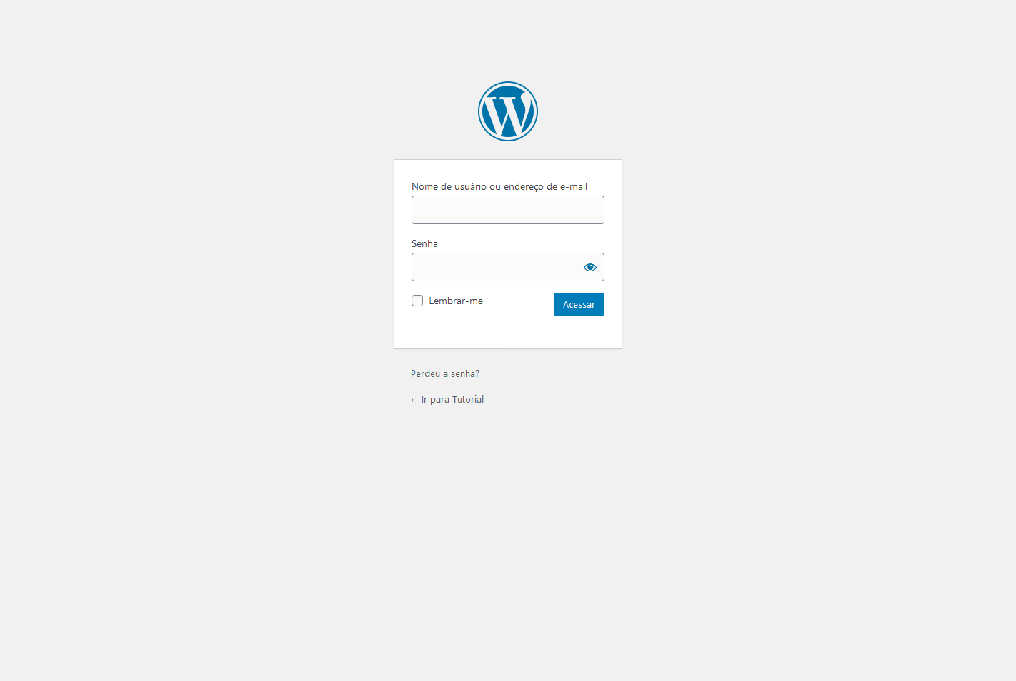 Tela de Login do WordPress Tela de Login do WordPress