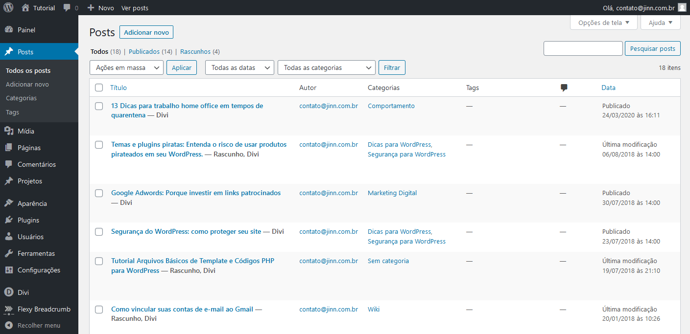Lista de posts do site. Lista de posts do site.